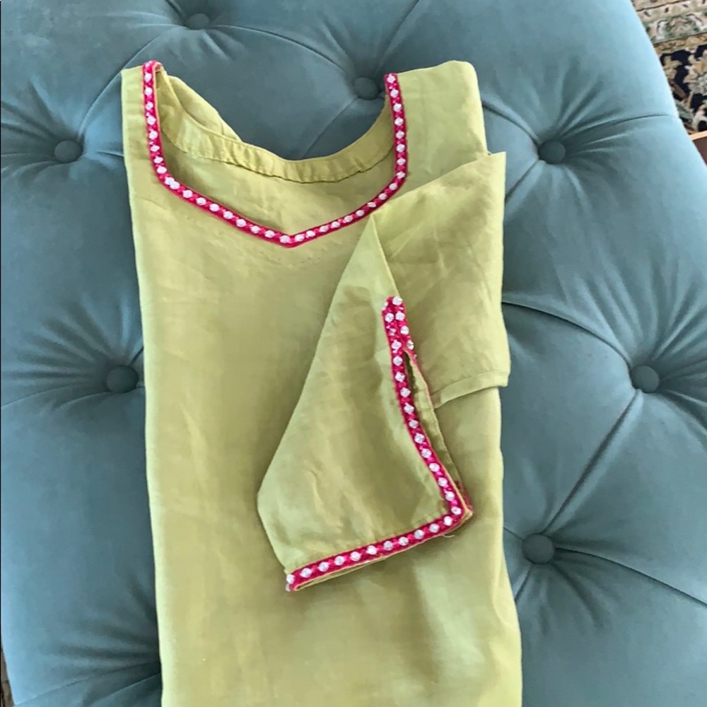 Green Linen Embellished Tunic